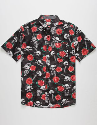 W.E.I. Rose N Bones Button Up Shirt