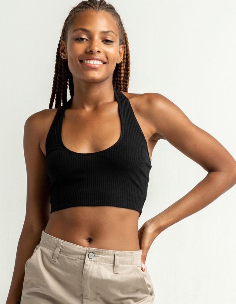 Black Halter Crop Top