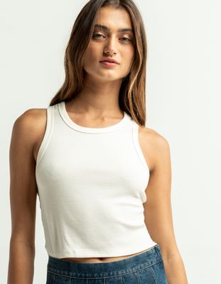 HEART & HIPS Rib Cream Racer Back Tank