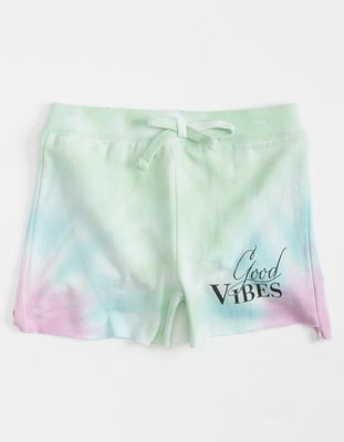 FULL CIRCLE TRENDS Tie Dye Graphic Girls Mint Sweat Shorts