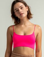 FULL TILT Seamless Skinny Strap Neon Hot Pink Bralette