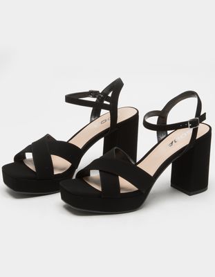 SODA Ankle Strap Black Platform Sandals
