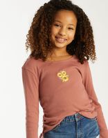 FULL TILT Embroidered Flower Side Cinch Girls Top