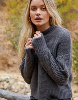 WEST OF MELROSE Get With Knit Charcoal Chunky Sweater