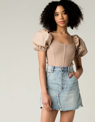 FREE PEOPLE Brea Cutoff Denim Skirt