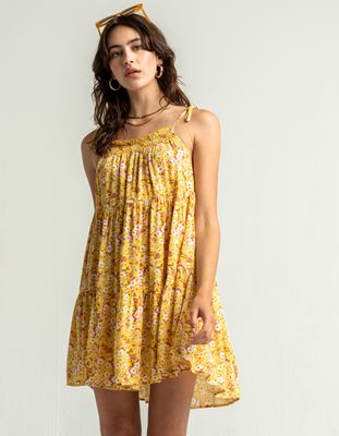 TIMING Ditsy Yellow Baby Doll Dress