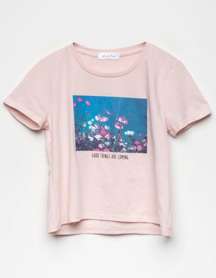 WHITE FAWN Floral Photo Reel Girls Tee