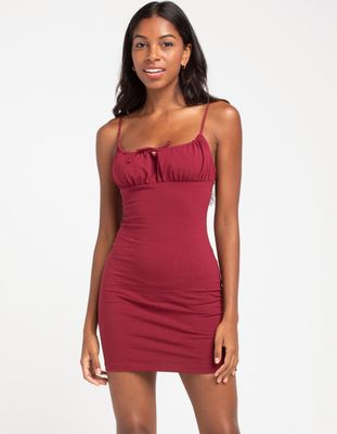 SKY AND SPARROW Emma Maroon Bodycon Dress