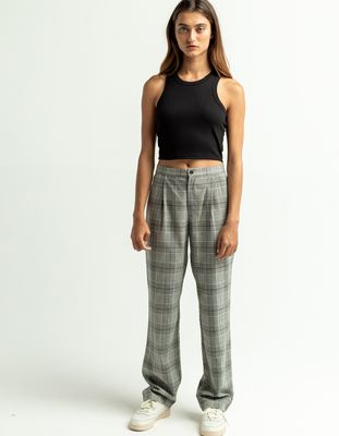 FULL TILT Pleat Front Plaid Pants