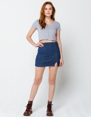RSQ Side Slit Denim Mini Skirt