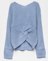 WHITE FAWN Knot Girls Blue Sweater