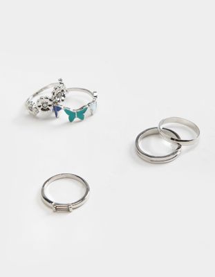 FULL TILT 5 Pack Butterfly & Flower Rings