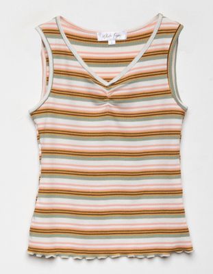 WHITE FAWN Stripe Cinch Girls Tank