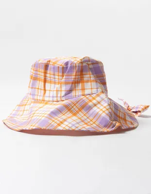 Plaid Chin Tie Lavender & Orange Bucket Hat