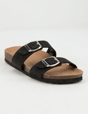 SODA Double Buckle Black Girls Slide Sandals