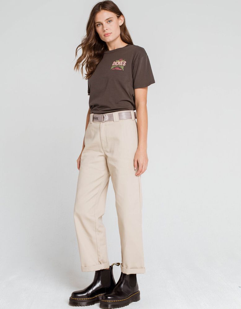 DICKIES Belted Worker Crop Roll Hem Pants