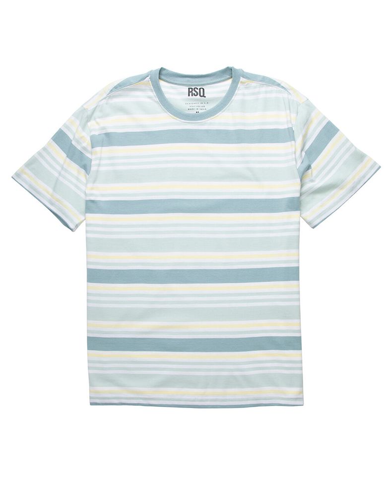 RSQ Oversized Striped Sage & Yellow T-Shirt