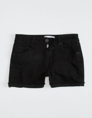 RSQ Mid Rise Cuff Girls Black Shorts