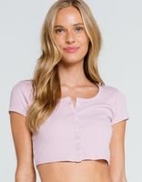 FULL TILT Button Front Lavender Crop Top