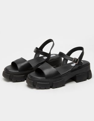 STEVE MADDEN Tazia Black Leather Sandals