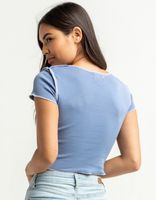 SKY AND SPARROW Exposed Seam Light Blue Baby Tee