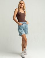 SKY AND SPARROW Sleeveless Square Neck Chocolate Bodysuit