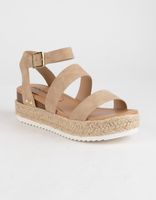 SODA Ankle Banded Taupe Espadrille Flatform Sandals