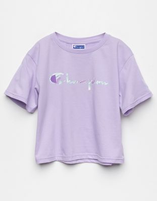 CHAMPION Marble Script Girls Tee