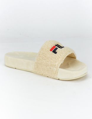 FILA Fuzzy Cream Slide Sandals