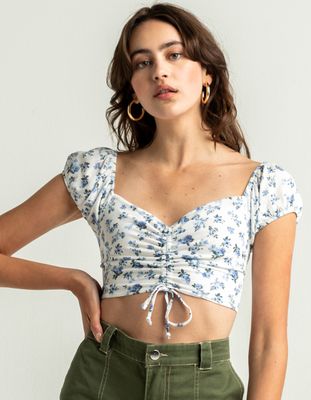 TIMING Floral Cinched Top