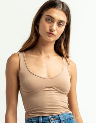 HEART & HIPS Taupe Bustier Crop Tank