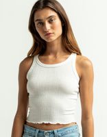 HEART & HIPS Pointelle Soft White Crop Tank