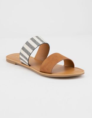 QUPID Double Strap Stripe Sandals