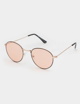 Small Round Metal Brown Sunglasses