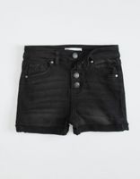 RSQ High Rise Cuff Girls Black Shorts