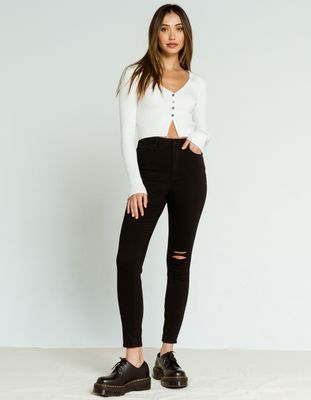 RSQ Super High Rise Black Ripped Jeggings