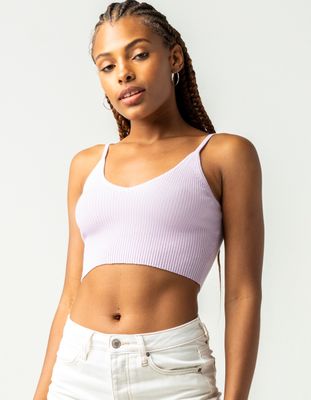 FULL TILT Rib Lavender Crop Cami