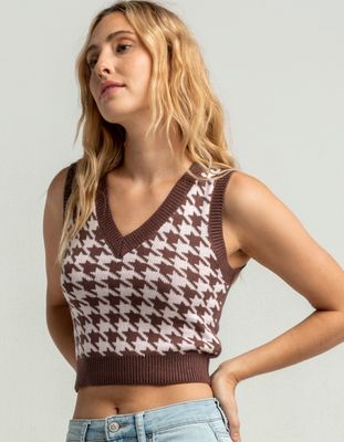 RSQ Houndstooth Brown & Pink Vest