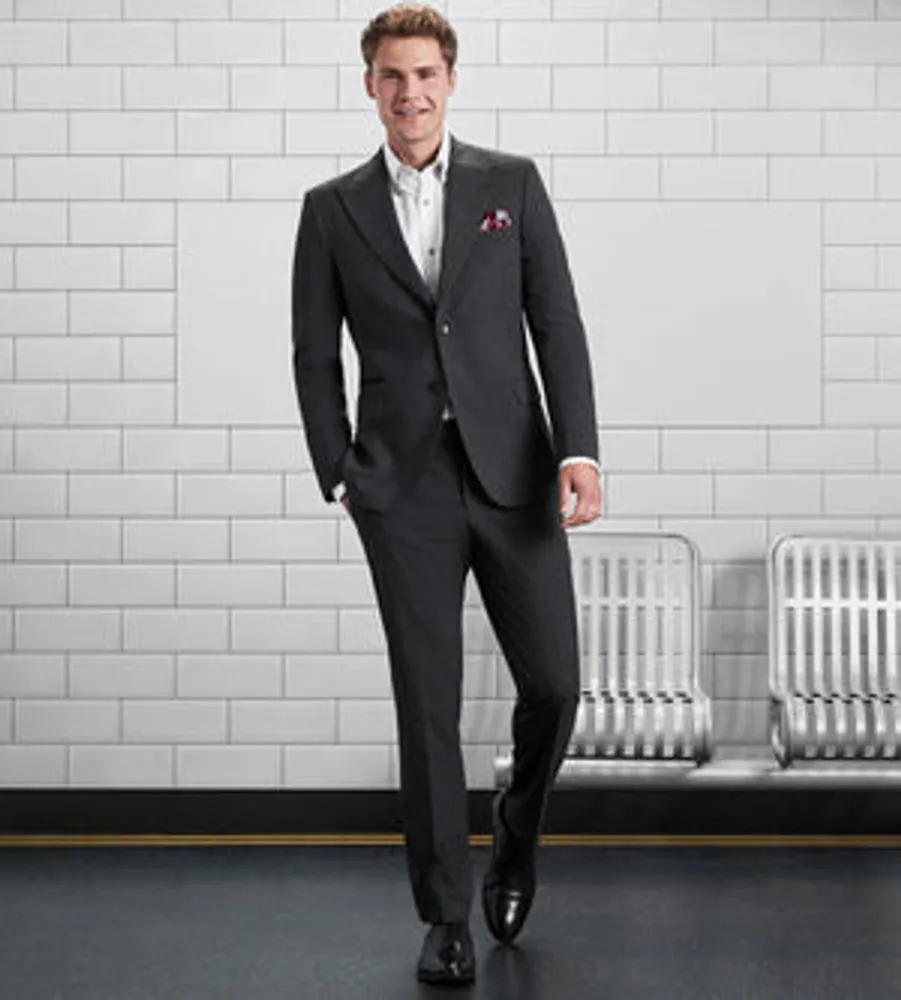 Slim Fit Check Peak Lapel Suit