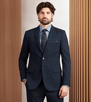 Slim Fit Navy Windowpane Suit Jacket