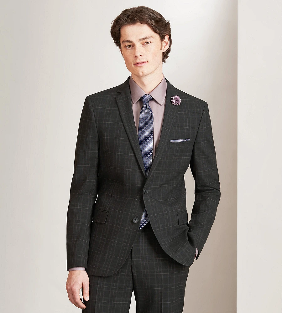 Slim Fit Plaid Suit Jacket