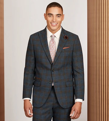 Modern Fit Blue Plaid Suit