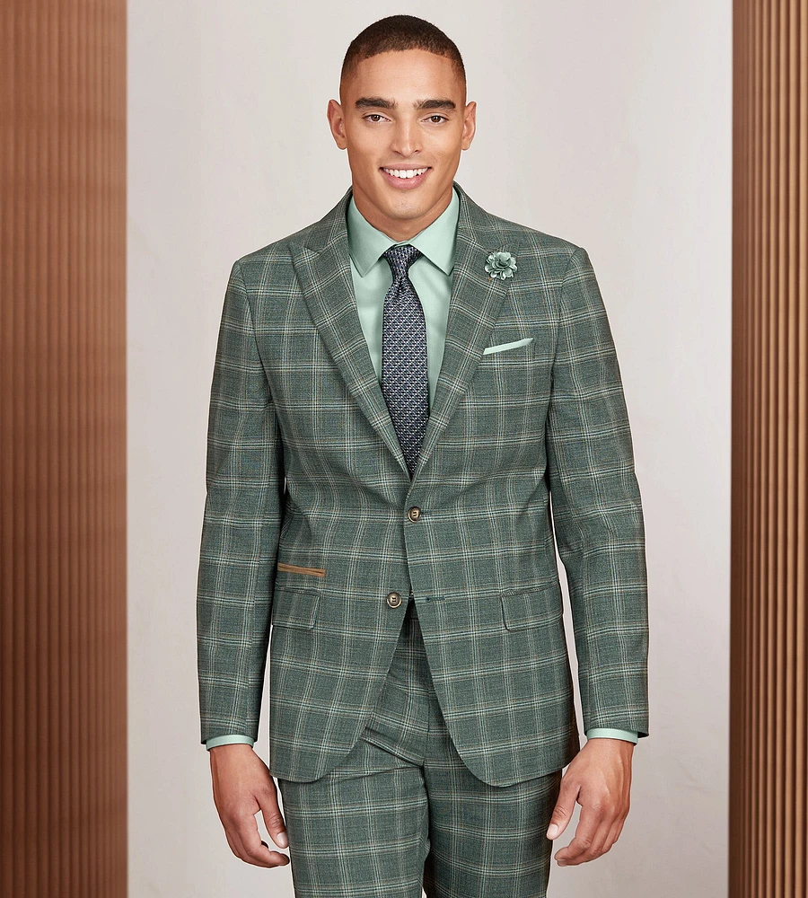 Modern Fit Plaid Suit Jacket