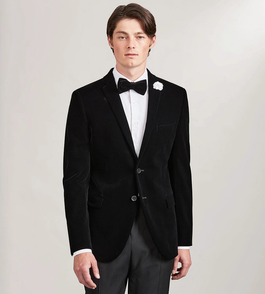 Slim Fit Black Velvet Suit Jacket