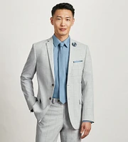 Slim Fit Light Grey Plaid Suit Jacket