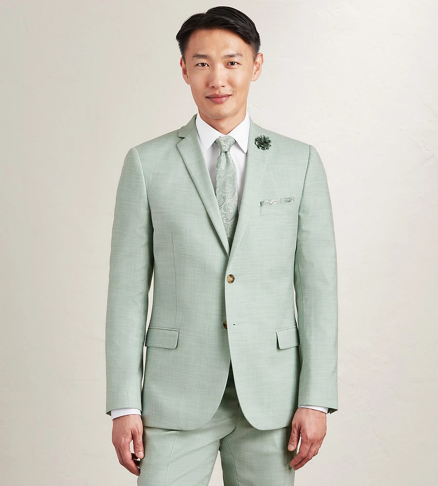 Slim Fit Pale Green Solid Suit