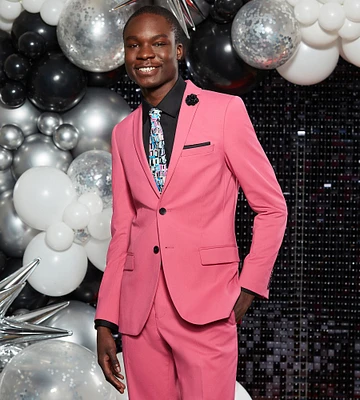 Bright Pink Suit Prom Look