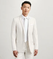 Slim Fit Off White Solid Suit Jacket