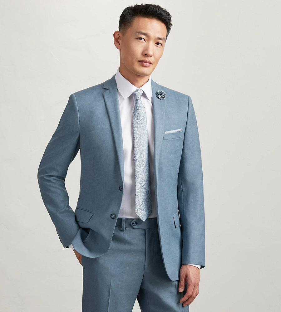 Slim Fit Oxford Blue Solid Suit