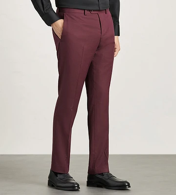 Slim Fit Burgundy Solid Suit Pants